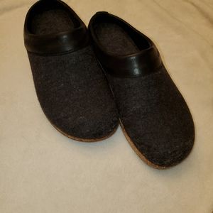 Haflinger heeled wool and leather clogs